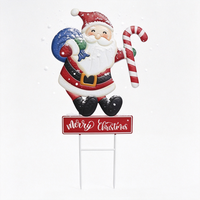 Décorations de jardin en métal décoratives, piquets de Noël Père Noël, décoration artistique en fer durable pour jardin avant, patio, pelouse