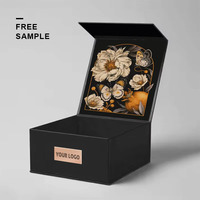 Boîte d'emballage en tissu pliante de haute qualité de fleurs d'impression personnalisée haut de gamme fermeture magnétique boîte rigide pliable à assemblage facile