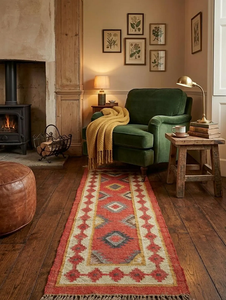 Southwestern Geometric Boho Wool Jute <b>Runner</b> <b>Rug</b> Handwoven Tribal Carpet Accent for Bedroom Living Room Hallway Entryway Home De - Product Image 2