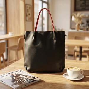 Sac messager noir texturé avec poignées rouges pour les trajets quotidiens - Product Image 6