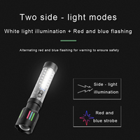 Lampe torche LED laser blanche avec lumière latérale SMD, portée de 1000 m, en alliage d'aluminium, rechargeable par USB-C, zoomable, IP65, lampe tactique