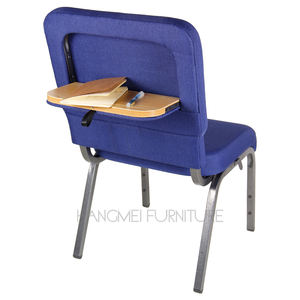 Silla de Teatro Moderna de Metal Azul o Gris con Respaldo Encajable, Bolsillo Trasero, Tablero de <span class=keywords><strong>Escritura</strong></span>, para Iglesia, Escuela, Hotel, con Tapicería de Tela - Product Image 4