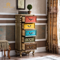 Armario de madera maciza estilo americano, mueble decorativo pintado, estilo clásico europeo