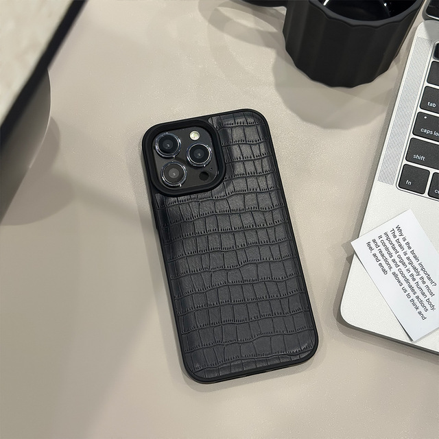 Leather Texture Phone Case 11 Back Cover 14pro Creative Luxury 13 Mobile Croc Leather Phone Case for iPhone 15 Pro Max