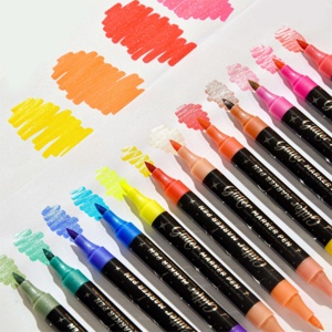 Bộ bút dạ quang vẽ tranh 12/18/24/36/48 màu, đầu kép, khô nhanh, dùng để vẽ tranh, vẽ graffiti - Product Image 4