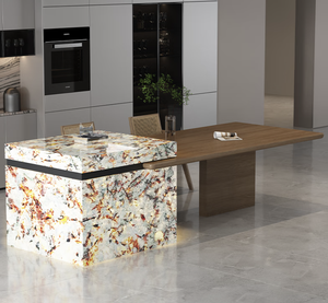 Ensemble de salle à manger de luxe personnalisé en bois de manguier massif avec tête de lit, tables et chaises modernes pour la conception d'intérieur commercial - Product Image 5