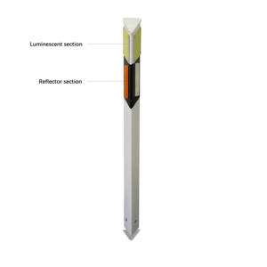 เสาสามเหลี่ยม PVC ทนทาน สำหรับจราจรบนทางหลวง ระดับวิศวกรด้านความปลอดภัยการจราจร พร้อมแผ่นสะท้อนแสงเรืองแสง สำหรับขอบถนนและป้ายเตือน - Product Image 2