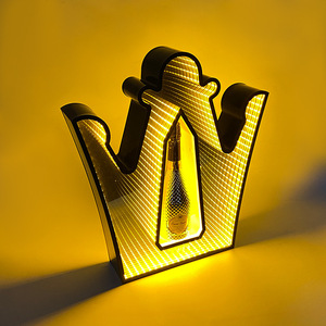 Type <b>Light</b> <b>Led</b> Illuminated <b>Bar</b> Stand Ace Of Spades Shape Mirrored Yellow <b>Light</b> Wine Rack For Party Modern Design - Product Image 3