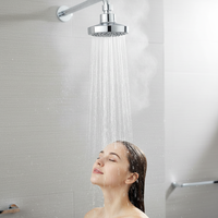 Pommeau de Douche Pluie Chromé Minimaliste 10CM à Haute Texture Moderne, 5 Modes, Installation Facile pour Salle de Bain