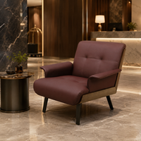 Fauteuil d'appoint surdimensionné et extra confortable en similicuir avec structure en bois massif pour chambre d'hôtel ou coin lecture