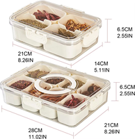 Boîte à collation compartimentée avec couvercle et poignée, plateau de service, organiseur de collations pour adultes, plateau à fruits