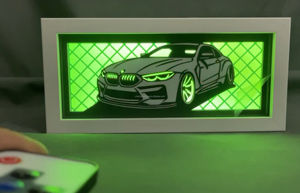 Nouveau produit innovant 7 couleurs lampe clignotante boîte à lumière en bois en forme <span class=keywords><strong>de</strong></span> voiture 3D LED veilleuse lampe visuelle créative pour les amateurs <span class=keywords><strong>de</strong></span> sport - Product Image 4