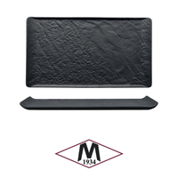 Plateau de service plat noir 26 × 15 cm rectangulaire effet pierre M1934 52008B