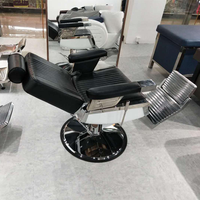 Chaise de barbier de luxe en cuir noir de qualité Antique Classics Heavy Duty Rotating Styling pour salon de coiffure avec inclinaison