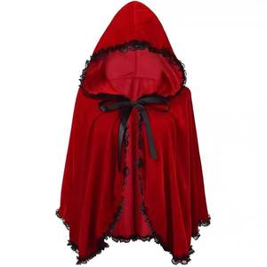 European and American Anime Riding <b>Hood</b> Cosplay Costume Hooded Cape with Red <b>Cloak</b> Lace for Party Stage Performance - Product Image 1