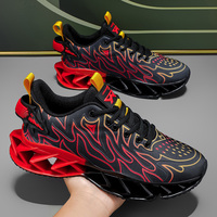 Chaussures de sport tendance pour hommes, style Blade, imprimé flamme, dessus en cuir