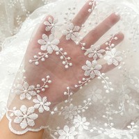 Vente chaude Lait Soie Soluble Dans L'eau Diamant Maille Broderie Tissu Femmes Robe De Mariée Anti Toux Vêtements Blanc Dentelle Tissu