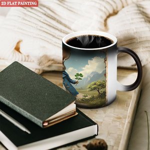 Custom Cartoon Pattern Sublimation Mug Frosted Black 11oz <b>Ceramic</b> Heat Color Changing Magic <b>Cup</b> - Product Image 3