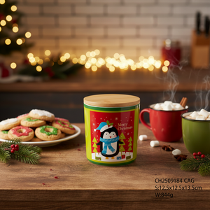 Joli pot à biscuits de Noël en céramique, contenants de cuisine, couvercles en <span class=keywords><strong>bois</strong></span> amovibles, étanches, durables, écologiques, forme cylindrique - Product Image 4