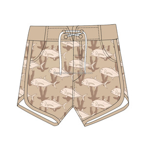 กางเกงขาสั้นเด็กชายลายฮาวายสำหรับฤดูร้อน ผ้าว่ายน้ำยืดหยุ่นสูง กางเกงขาสั้นเล่นเซิร์ฟสำหรับเด็กผู้ชาย - Product Image 3