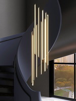 Lustre LED moderne d'intérieur à hauteur réglable et intensité variable, noir, pour escalier, avec commande multi-interrupteurs, idéal pour hôtels - Vente chaude