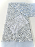 NI.AI Nouveau design de luxe, tissu brodé de sequins et de perles, style ligne, pour robe de mariée ou de soirée
