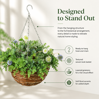Panier suspendu en paille tressée à la main, en forme de globe, écologique, durable, pour l'intérieur et l'extérieur, décoration rustique, jardinière pour plantes