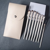 Colección de 8 Brochas de Maquillaje con Estuche de Cuero, para Detallar, Delinear Ojos, Rostro, Venta al Por Mayor, Logotipo de Marca Personalizado, Profesional
