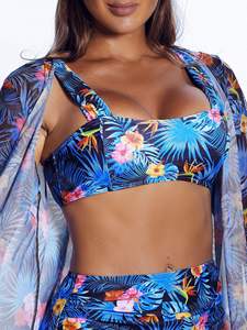 RUIQUWIN - Traje de Baño de Tres Piezas para Mujer, Talla Grande, Push-Up, Estampado, Ligero, de Malla, para Vacaciones de Verano - Product Image 4