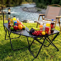 Table pliante tactique de camping en plein air, robuste, portable, avec poteau pour lampe, pour pique-nique, randonnée, voyage, camping tactique