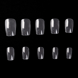 KADS 500 Uds. Puntas de Uñas Cortas Cuadradas Sin Rastro, Puntas de Extensión de Uñas Francesas de Cobertura Completa, Puntas de Uñas Acrílicas Artificiales para Manicura - Product Image 1