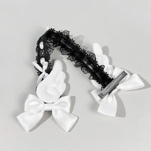 SASAacc Épingle à cheveux Lolita avec nœud et ailes en dentelle - Accessoire de mode japonais mignon pour filles, idéal pour les coiffures de thé et de soirées haut de gamme - Product Image 3