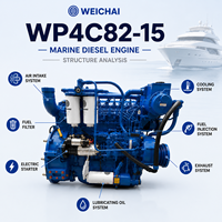 Moteur diesel marin SCDC Weichai série WP4 WP4C82-15, 60 kW, 1500 tr/min, 4 cylindres, propulsion de bateau pour bateau de transport fluvial en eau douce