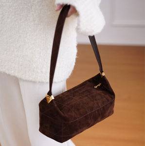 <b>Suede</b> <b>Fabric</b> Manufacturers Custom Embroidery Thread Ladies Handbag New High Quality Fashion French Shoulder Bag - Product Image 1
