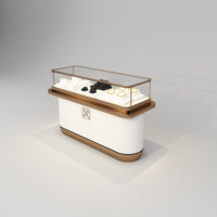 Vitrine de présentation de bijoux d'île, comptoir, armoire rectangulaire, éclairage LED, MDF, exposition, vente au détail, centre commercial, magasin