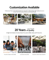 Ensemble de chaises de salle à manger en tissu tressé pour l'extérieur, table et chaises de patio commerciales pour café, bistrot, hôtel, jardin