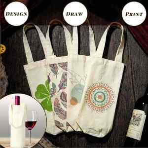 Sacs à vin en toile personnalisables par sublimation, réutilisables et lavables, avec poignée, pour bouteilles et cadeaux - Product Image 5