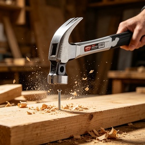 Marteau à griffes à tête carrée avec manche en fibre de verre, marteau de charpentier en acier au carbone avec face fraisée et support magnétique pour clous 400 mm - Product Image 2