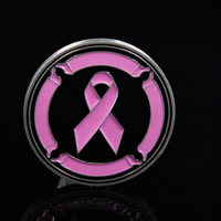 Pièce commémorative personnalisée LGC avec logo, ruban rose pour la sensibilisation au cancer du sein, ligne bleue fine, émail, souvenir