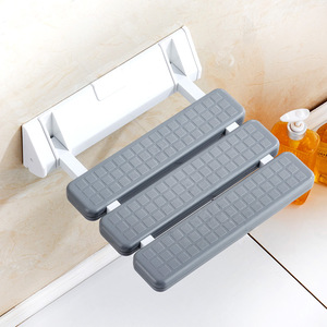 <b>Folding</b> Wall Bench <b>Shower</b> Seat Non Slip Plastic Bathroom <b>Stool</b> With Reinforced Design For Bathing And Changing Shoes - Product Image 4