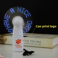Mini Ventilador de Mano con Luces LED, Personalizable con Texto, Portátil, Ecológico, de ABS/PVC, con Batería, Novedad