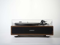 Tourne-disque en bois personnalisé avec entrée et sortie Bluetooth - 33/45/78 tours par minute - Lecture de vinyle avec interrupteur marche/arrêt automatique