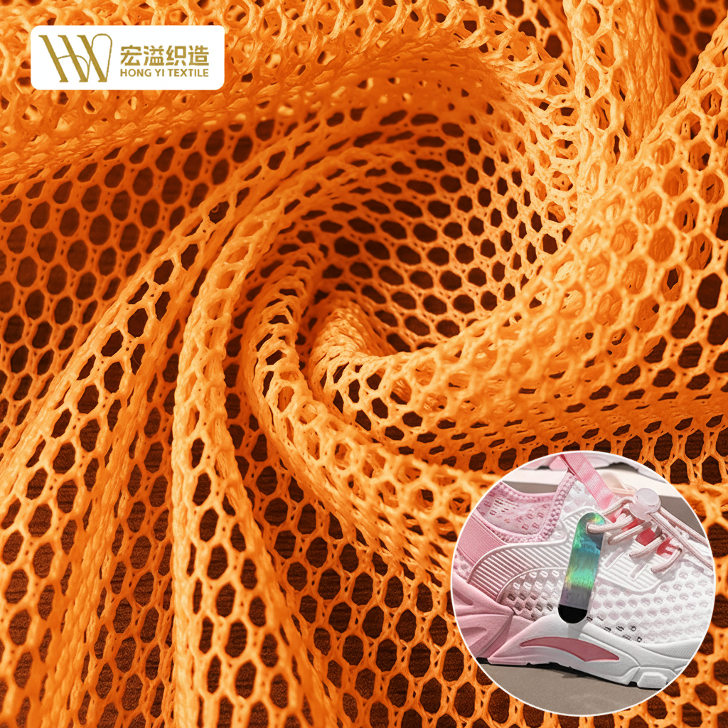 Custom Color 100% Polyester Warp Knitted Mesh Fabric Lightweight Breathable Material for Shoe Uppers, Insoles, Storage Bags