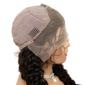 Péruvienne Remy cheveux humains bouclés dentelle frontale perruques cheveux bouclés profonds perruques <span class=keywords><strong>sans</strong></span> <span class=keywords><strong>colle</strong></span> pour les femmes noires longue longueur - Product Image 6