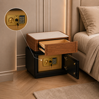 Table de chevet en bois avec compartiment verrouillable et éclairage LED, table de chevet moderne pour chambre à coucher