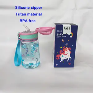 Fabriek Koe Print Funny Kids Baby Water Feeder Fles Biologische Leverancier Met Sipper 420Ml