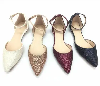 Sepatu Wanita Flat Glitter Rock, Sepatu Wanita Seksi Baru, Trendi, Ujung Lancip Lembut, Sepatu Wanita Flat, Gaya Gaun Pesta Pernikahan