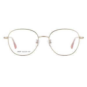 Lunettes de vue rétro à monture métallique ronde 52-20-143 unisexe pour visage ovale, pont moyen, fabriquées à Danyang - Product Image 1