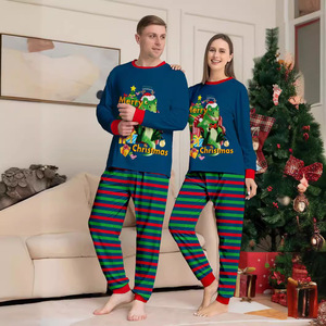 RUIQUWIN, conjunto de pijamas familiares de Navidad personalizados, ropa de casa con estampado de dinosaurio cálido de invierno suave, ropa de dormir a juego para padres y niños - Product Image 2