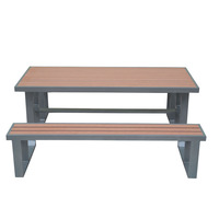 Bois-plastique Composite Top Cadre En Aluminium Étanche Forte Une Pièce Connexion Parc Extérieur Salle À Manger Table Chaise Parc Banc